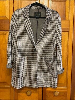 Sanctuary Black & White Knit Houndstooth Blazer